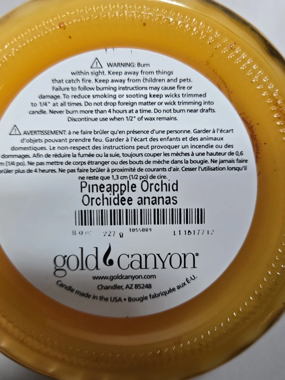 NEW Gold Canyon Pineapple Orchid 8 oz Candle 2 wick Heritage Diamond Jar RARE